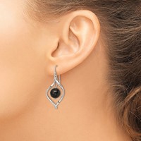 Sterling Silver Polished Onyx Twisted Dangle Earrings view 3