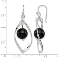 Sterling Silver Polished Onyx Twisted Dangle Earrings view 4