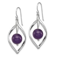 Sterling Silver Twist Dangle Amethyst Earrings view 2