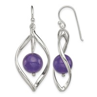 Sterling Silver Twist Dangle Amethyst Earrings view 1