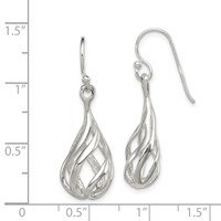 Sterling Silver Polished Fancy Twisted Teardrop Dangle Earrings view 4