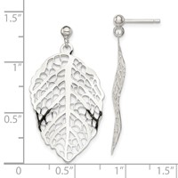 Sterling Silver Polished Leaf Post Dangle Earrings view 4