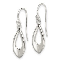 Sterling Silver Polished Teardrop Dangle Shepherd Hook Earrings view 2