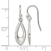 Sterling Silver Polished Teardrop Dangle Shepherd Hook Earrings view 4