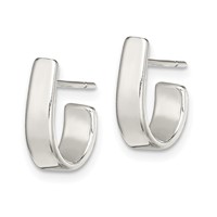 Sterling Silver Fancy J-Hoop Earrings view 2
