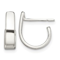 Sterling Silver Fancy J-Hoop Earrings view 1