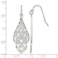 Sterling Silver Polished & Diamond-cut Fancy Filigree Dangle Earrings view 4