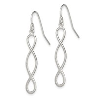 Sterling Silver Polished Twist Design Dangle Earrings view 2