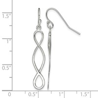 Sterling Silver Polished Twist Design Dangle Earrings view 4