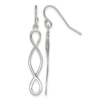 Sterling Silver Polished Twist Design Dangle Earrings view 1