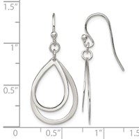 Sterling Silver Polished Double Teardrop Dangle Shepherd Hook Earrings view 4