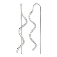 Sterling Silver Polished Spiral Dangle Earrings view 1