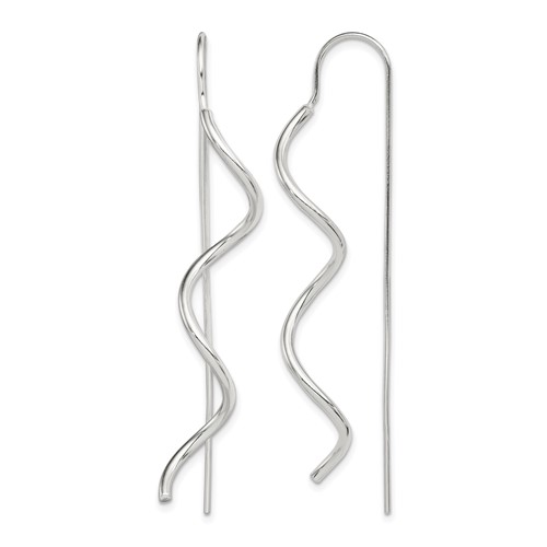 Sterling Silver Polished Spiral Dangle Earrings
