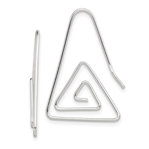 Sterling Silver Rhodium-plated Hook Triangle Earrings
