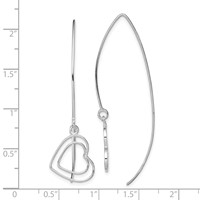 Sterling Silver Rhodium-plated Heart Threader Earrings view 4