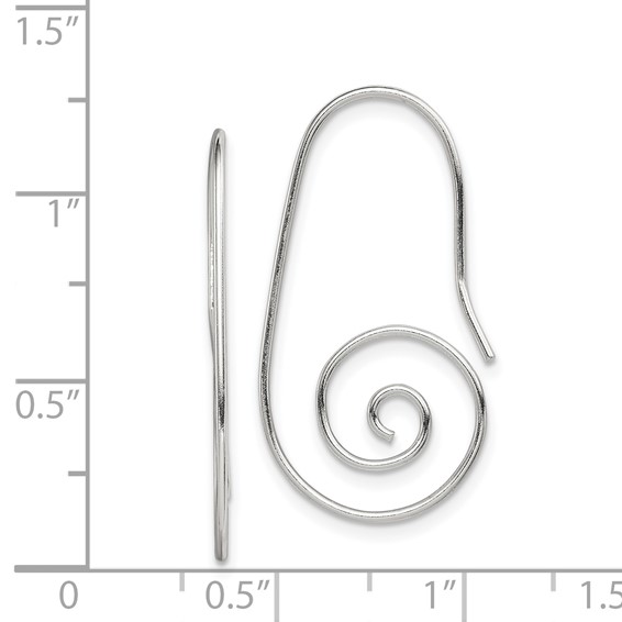 Sterling Silver Rhodium-plated Hook Swirl Earrings