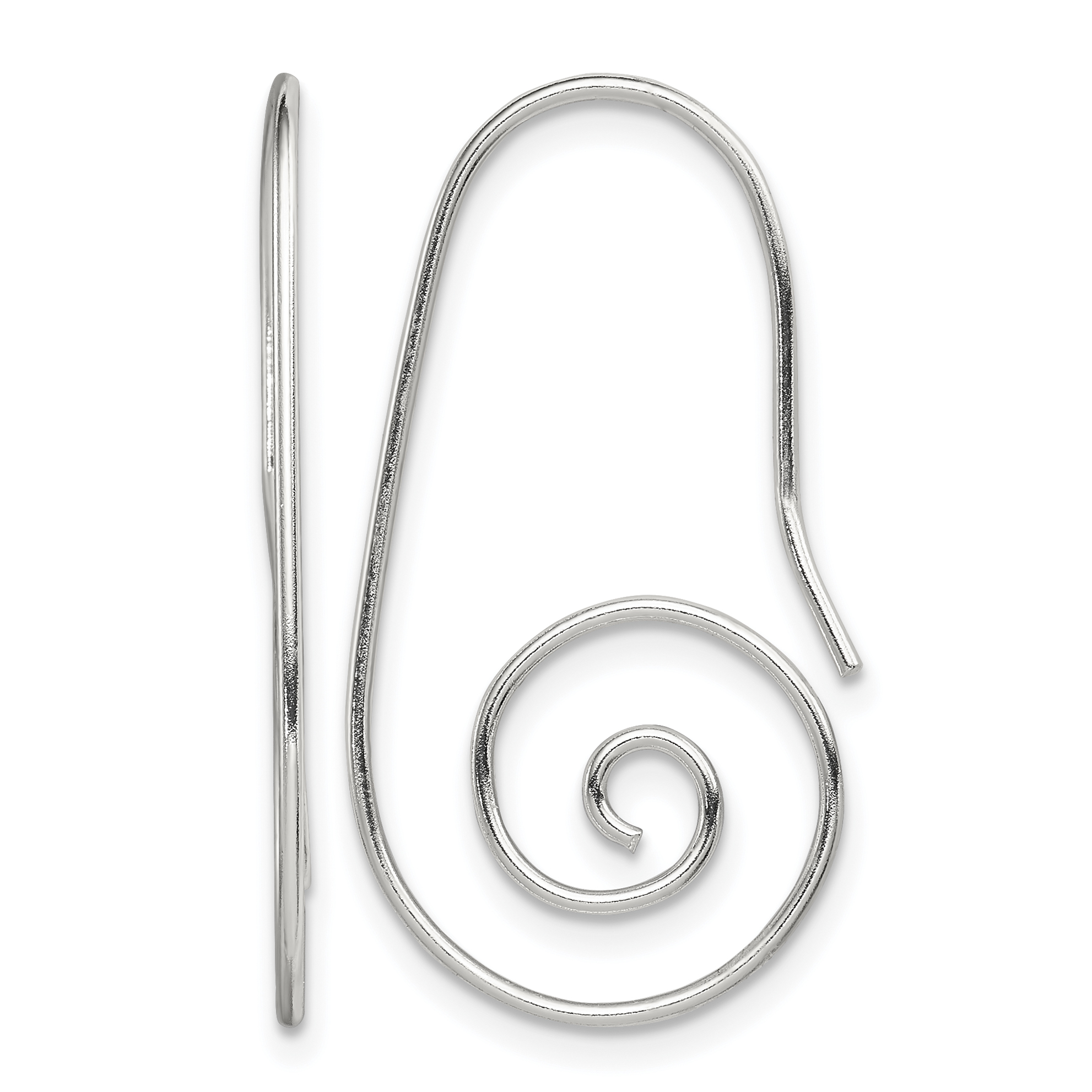 Sterling Silver Rhodium-plated Hook Swirl Earrings (QE9076)