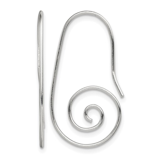 Sterling Silver Rhodium-plated Hook Swirl Earrings
