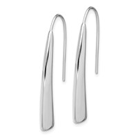 Sterling Silver Polished Rhodium Plated Fancy Bar Thread Earrings view 2