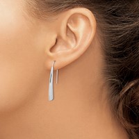 Sterling Silver Polished Rhodium Plated Fancy Bar Thread Earrings view 3