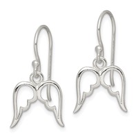 Sterling Silver Polished Wings Dangle Earrings view 2