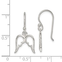 Sterling Silver Polished Wings Dangle Earrings view 4