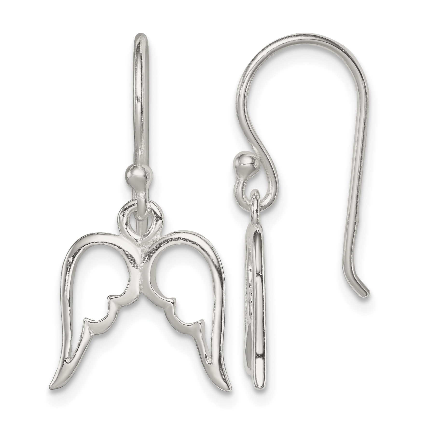 Sterling Silver Polished Wings Dangle Earrings (QE9090)