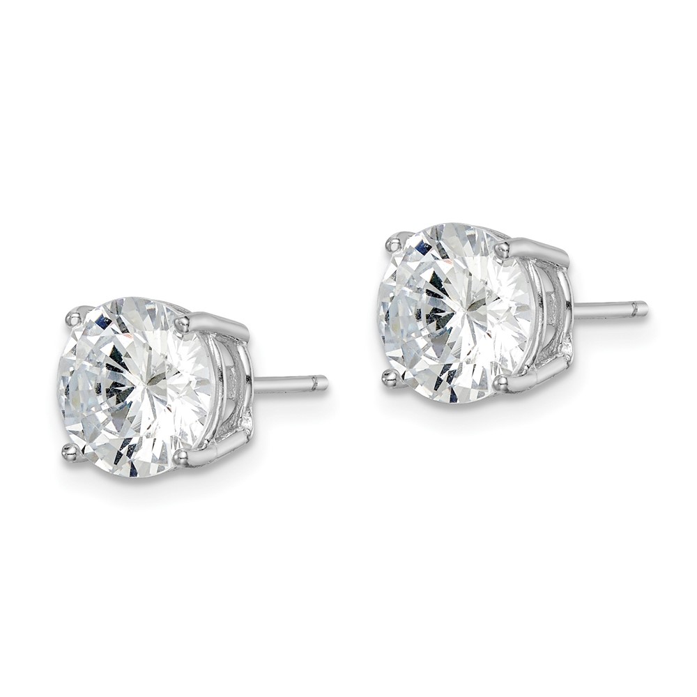 Sterling Silver Rhodium-plated Polished Round 8mm CZ Stud Earrings (QE9098)