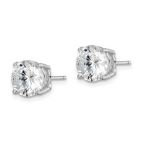 Sterling Silver Rhodium-plated Polished Round 8mm CZ Stud Earrings view 2
