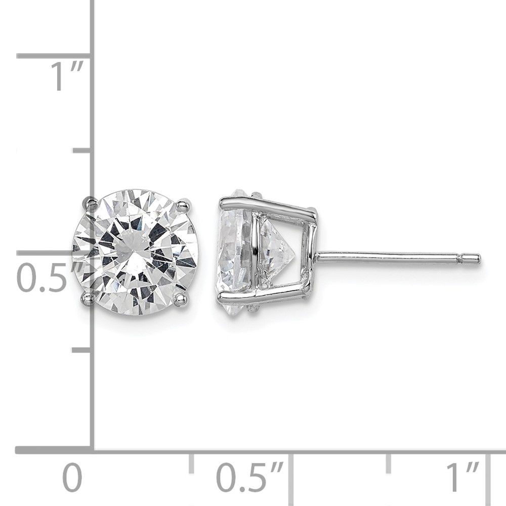 Sterling Silver Rhodium-plated Polished Round 8mm CZ Stud Earrings (QE9098)