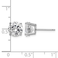 Sterling Silver Rhodium-plated Polished Round 8mm CZ Stud Earrings view 4