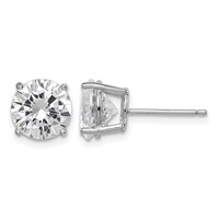 Sterling Silver Rhodium-plated Polished Round 8mm CZ Stud Earrings view 1