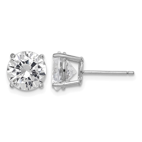 Sterling Silver Rhodium-plated Polished Round 8mm CZ Stud Earrings