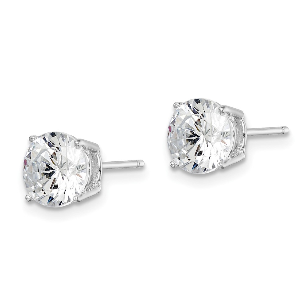Sterling Silver Rhodium-plated Polished Round 7mm CZ Stud Earrings (QE9099)