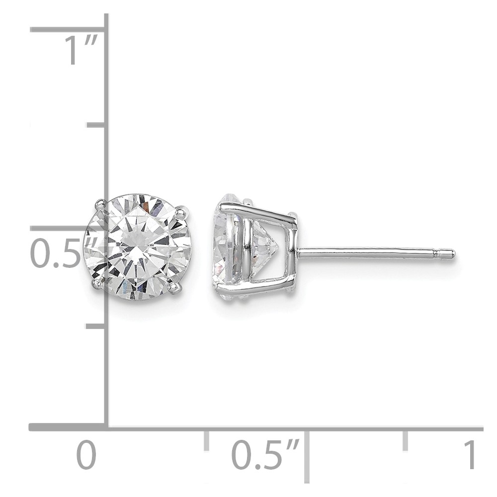 Sterling Silver Rhodium-plated Polished Round 7mm CZ Stud Earrings (QE9099)
