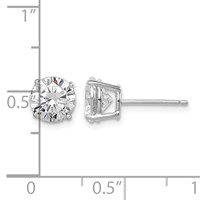 Sterling Silver Rhodium-plated Polished Round 7mm CZ Stud Earrings view 4