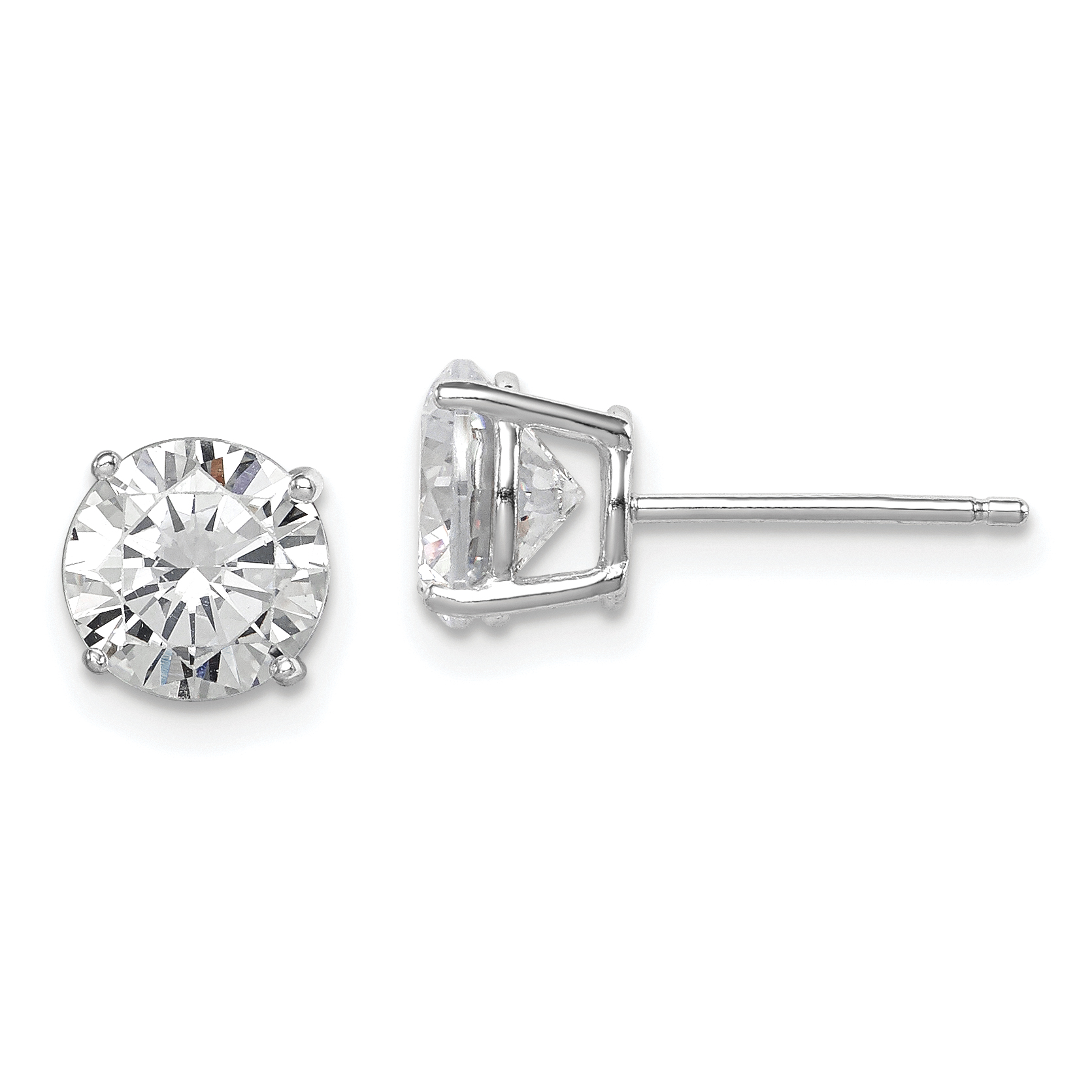 Sterling Silver Rhodium-plated Polished Round 7mm CZ Stud Earrings (QE9099)