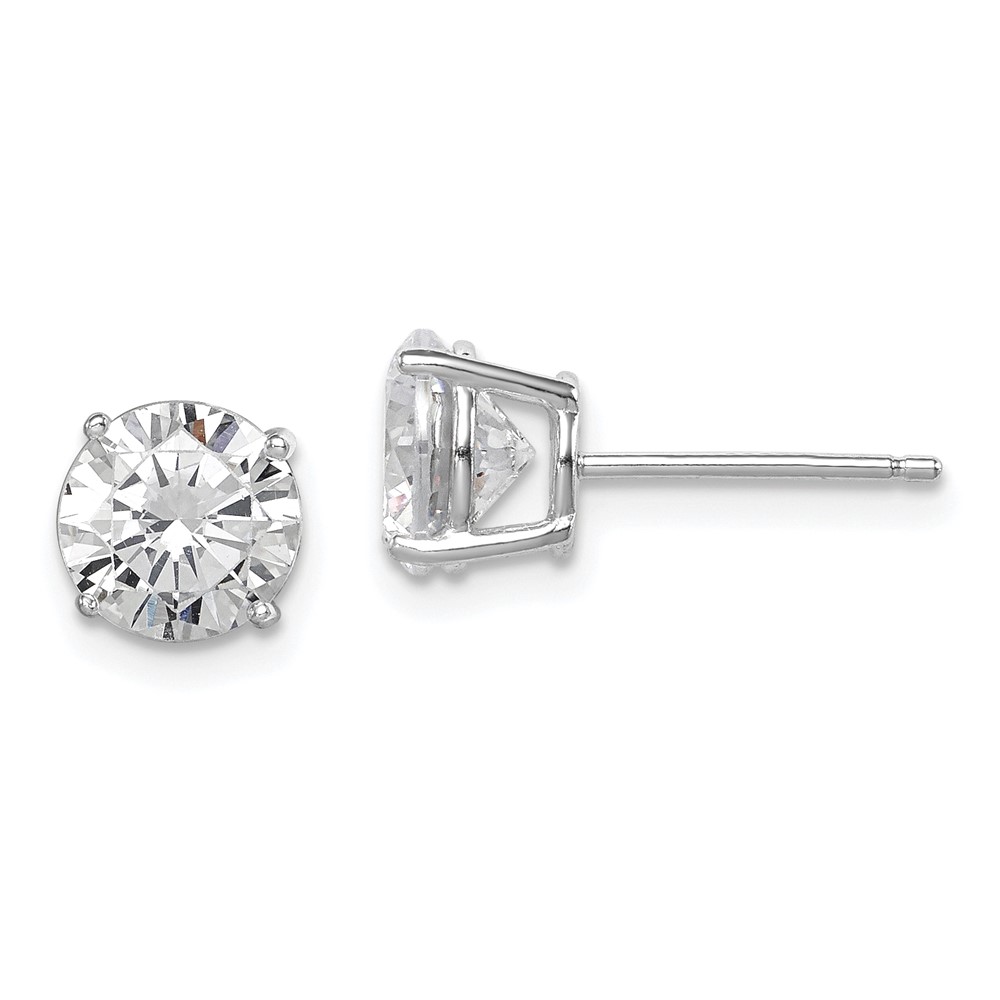 Sterling Silver Rhodium-plated Polished Round 7mm CZ Stud Earrings (QE9099)