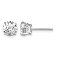 Sterling Silver Rhodium-plated Polished Round 7mm CZ Stud Earrings view 1