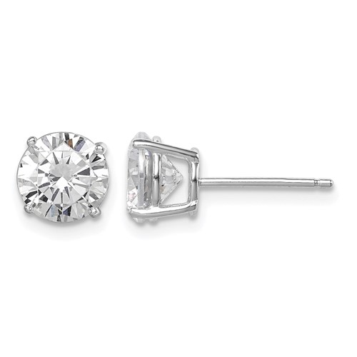Sterling Silver Rhodium-plated Polished Round 7mm CZ Stud Earrings