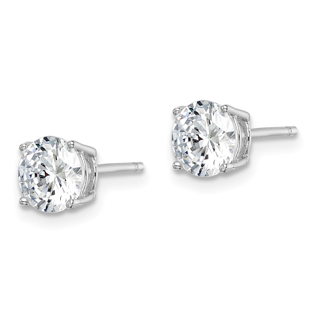 Sterling Silver Rhodium-plated Polished Round 6mm CZ Stud Earrings (QE9100)