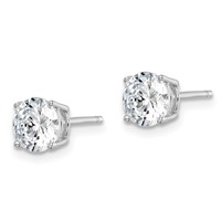 Sterling Silver Rhodium-plated Polished Round 6mm CZ Stud Earrings view 2