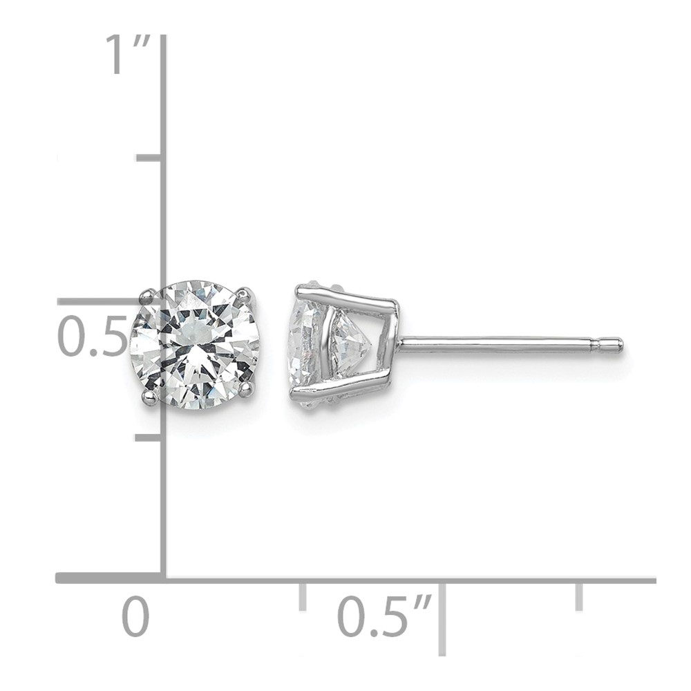 Sterling Silver Rhodium-plated Polished Round 6mm CZ Stud Earrings (QE9100)