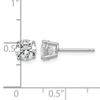 Sterling Silver Rhodium-plated Polished Round 6mm CZ Stud Earrings view 4