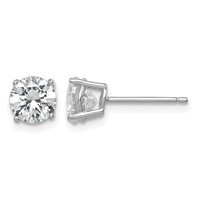 Sterling Silver Rhodium-plated Polished Round 6mm CZ Stud Earrings view 1