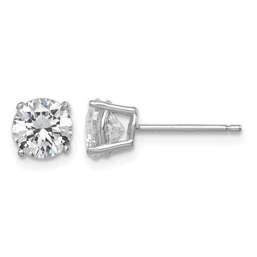 Sterling Silver Rhodium-plated Polished Round 6mm CZ Stud Earrings