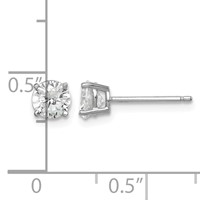 Sterling Silver Rhodium-plated Polished Round 5mm CZ Stud Earrings view 4