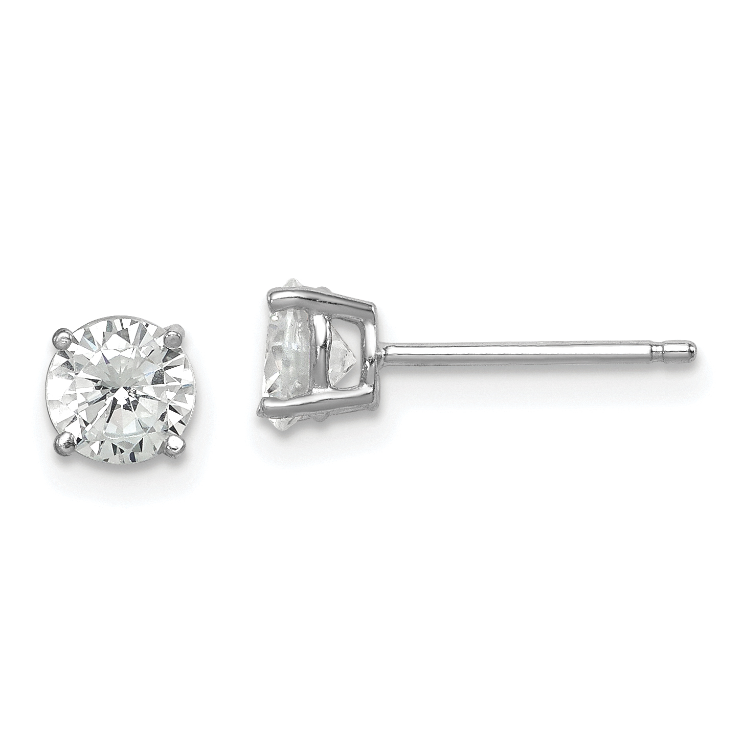 Sterling Silver Rhodium-plated Polished Round 5mm CZ Stud Earrings (QE9101)