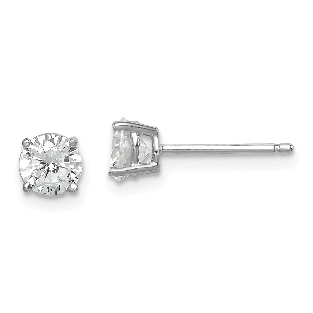 Sterling Silver Rhodium-plated Polished Round 5mm CZ Stud Earrings (QE9101)