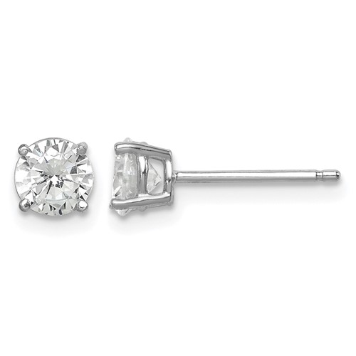 Sterling Silver Rhodium-plated Polished Round 5mm CZ Stud Earrings